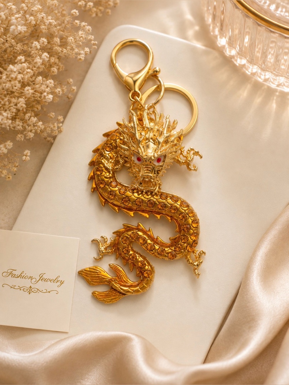 Gold Dragon Keychain Charm - Picture 1 of 2